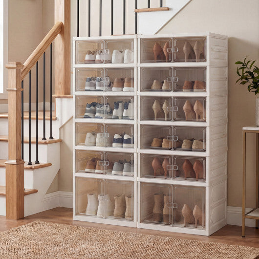 Foldable Shoe Rack Organizer 12-Pair 6-Tier Collapsible Shoe Cabinet-White LuxuryLifeWay Online Store