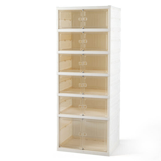 Foldable Shoe Rack Organizer 12-Pair 6-Tier Collapsible Shoe Cabinet-White LuxuryLifeWay Online Store