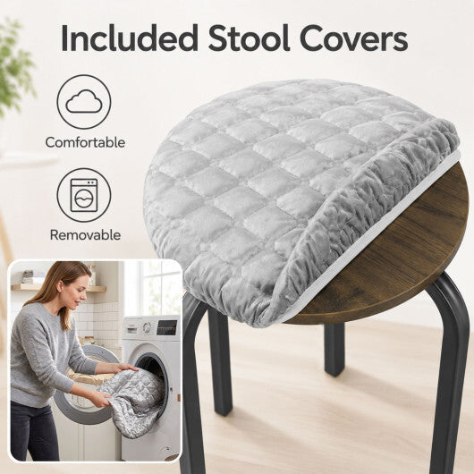 18 Inch Round Stackable Stools with Removable Washable Covers-Set of 6 LuxuryLifeWay Online Store
