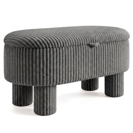 42 Inch Storage Ottoman Bench Corduroy Fabric Upholstered Foot Stool-Gray LuxuryLifeWay Online Store