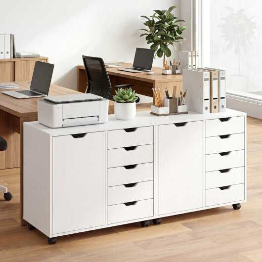 5 Drawer Storage Cabinet on Wheels with Adjustable Shelf-White LuxuryLifeWay Online Store