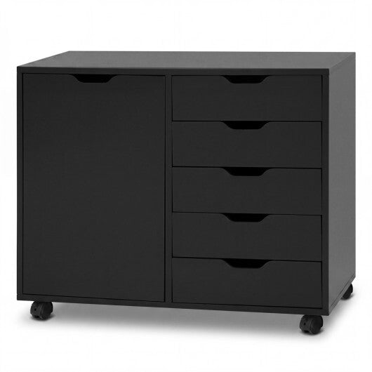 5 Drawer Storage Cabinet on Wheels with Adjustable Shelf-White LuxuryLifeWay Online Store