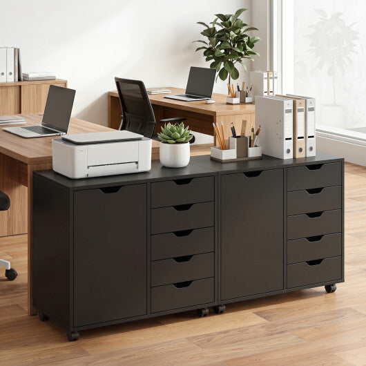 5 Drawer Storage Cabinet on Wheels with Adjustable Shelf-White LuxuryLifeWay Online Store