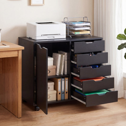 5 Drawer Storage Cabinet on Wheels with Adjustable Shelf-White LuxuryLifeWay Online Store