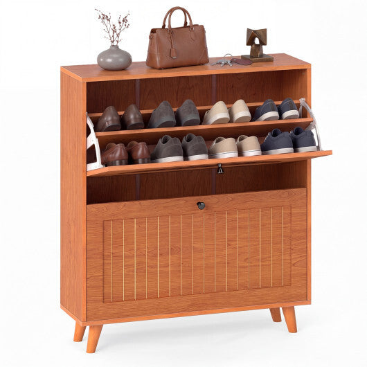 Narrow Shoe Cabinet with Adjustable and Removable Shelves for Entryway Foyer-Oak LuxuryLifeWay Online Store