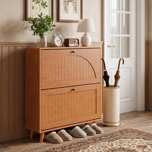 Narrow Shoe Cabinet with Adjustable and Removable Shelves for Entryway Foyer-Oak LuxuryLifeWay Online Store