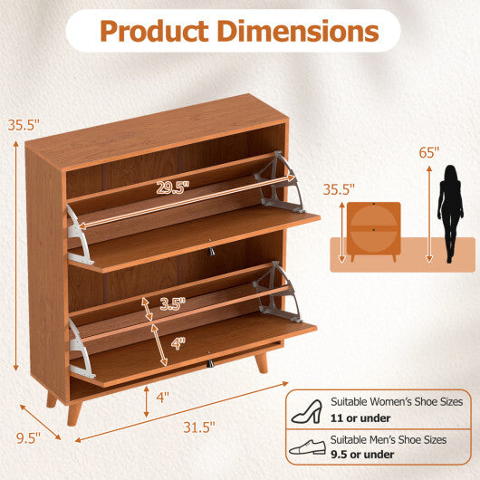 Narrow Shoe Cabinet with Adjustable and Removable Shelves for Entryway Foyer-Oak LuxuryLifeWay Online Store