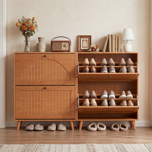 Narrow Shoe Cabinet with Adjustable and Removable Shelves for Entryway Foyer-Oak LuxuryLifeWay Online Store