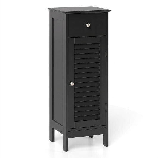 Narrow Bathroom Storage Cabinet with Adjustable Shelf and Drawer-Black LuxuryLifeWay Online Store