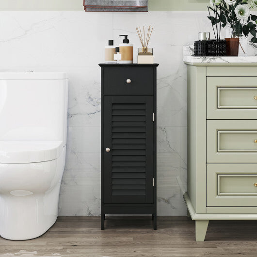 Narrow Bathroom Storage Cabinet with Adjustable Shelf and Drawer-Black LuxuryLifeWay Online Store