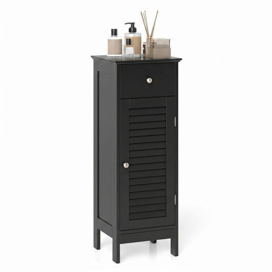 Narrow Bathroom Storage Cabinet with Adjustable Shelf and Drawer-Black LuxuryLifeWay Online Store