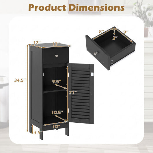 Narrow Bathroom Storage Cabinet with Adjustable Shelf and Drawer-Black LuxuryLifeWay Online Store