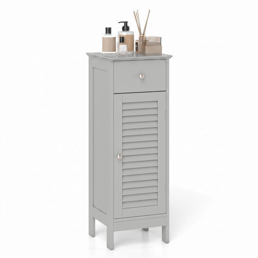 Narrow Bathroom Storage Cabinet with Adjustable Shelf and Drawer-Black LuxuryLifeWay Online Store