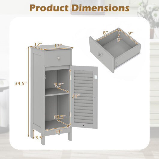 Narrow Bathroom Storage Cabinet with Adjustable Shelf and Drawer-Black LuxuryLifeWay Online Store