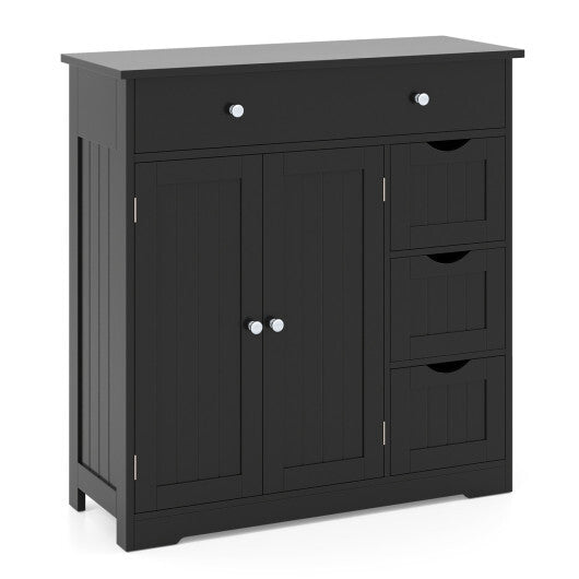 Bathroom Floor Cabinet with 4 Drawers with 2 Doors and Adjustable Shelf-White LuxuryLifeWay Online Store