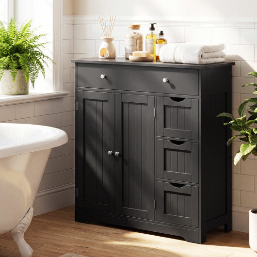 Bathroom Floor Cabinet with 4 Drawers with 2 Doors and Adjustable Shelf-White LuxuryLifeWay Online Store