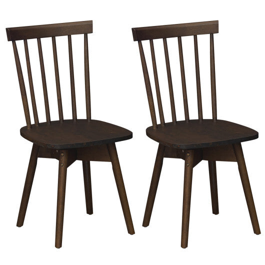 Windsor Dining Chairs Set of 2 Mid Century Rubber Wood Kitchen Chairs with Swivel Seat-Walnut LuxuryLifeWay Online Store