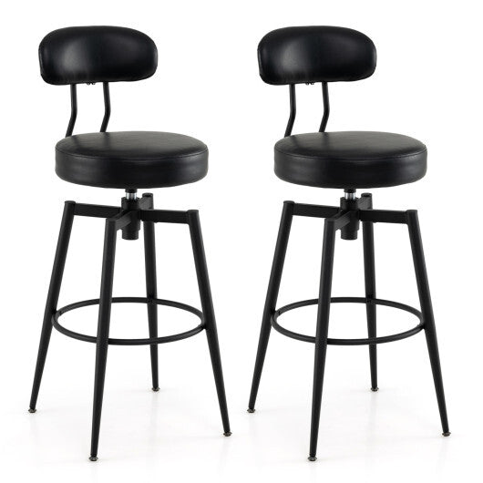 Set of 2 Swivel Barstools Faux Leather with Upholstered Seat and Back-Brown LuxuryLifeWay Online Store