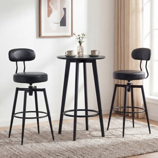 Set of 2 Swivel Barstools Faux Leather with Upholstered Seat and Back-Brown LuxuryLifeWay Online Store
