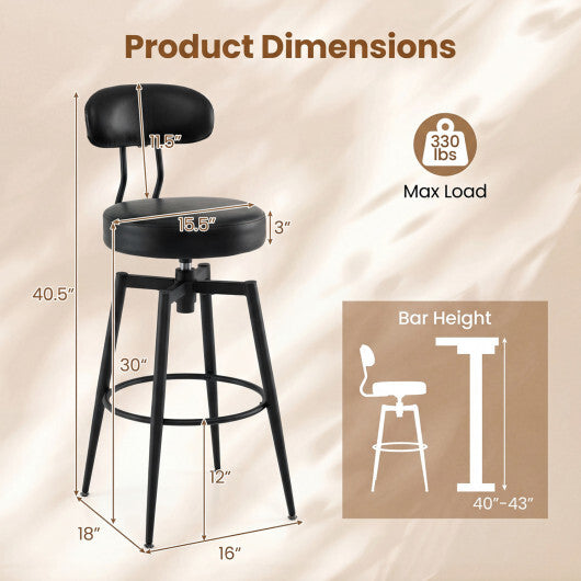 Set of 2 Swivel Barstools Faux Leather with Upholstered Seat and Back-Brown LuxuryLifeWay Online Store