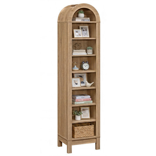 8-Tier Modern Arch Bookshelf with 3 Adjustable Shelves-Natural LuxuryLifeWay Online Store