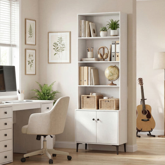 Giantex Bookshelf with Doors and 2 Anti-Tipping Kits for Home Office-White LuxuryLifeWay Online Store