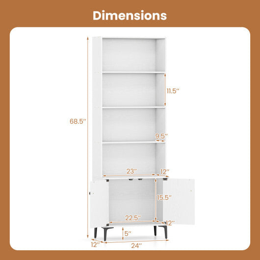 Giantex Bookshelf with Doors and 2 Anti-Tipping Kits for Home Office-White LuxuryLifeWay Online Store