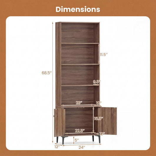 Giantex Bookshelf with Doors and 2 Anti-Tipping Kits for Home Office-White LuxuryLifeWay Online Store