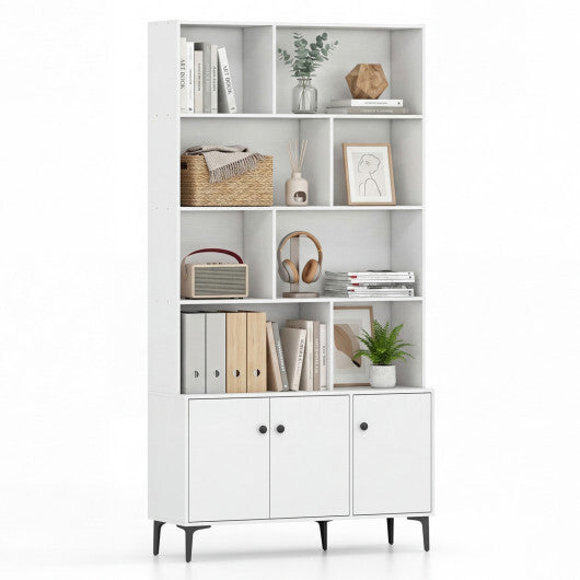 Bookshelf with 3 Doors and 2 Anti-Tipping Kits for Home Office-White LuxuryLifeWay Online Store