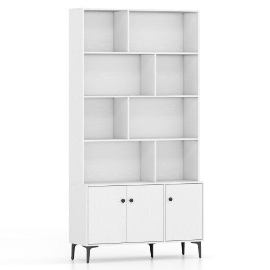 Bookshelf with 3 Doors and 2 Anti-Tipping Kits for Home Office-White LuxuryLifeWay Online Store