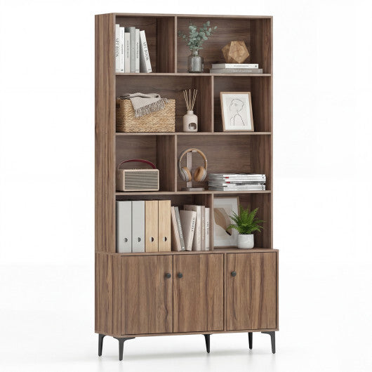 Bookshelf with 3 Doors and 2 Anti-Tipping Kits for Home Office-White LuxuryLifeWay Online Store
