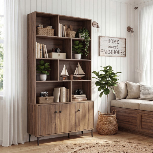 Bookshelf with 3 Doors and 2 Anti-Tipping Kits for Home Office-White LuxuryLifeWay Online Store