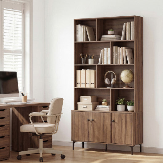 Bookshelf with 3 Doors and 2 Anti-Tipping Kits for Home Office-White LuxuryLifeWay Online Store