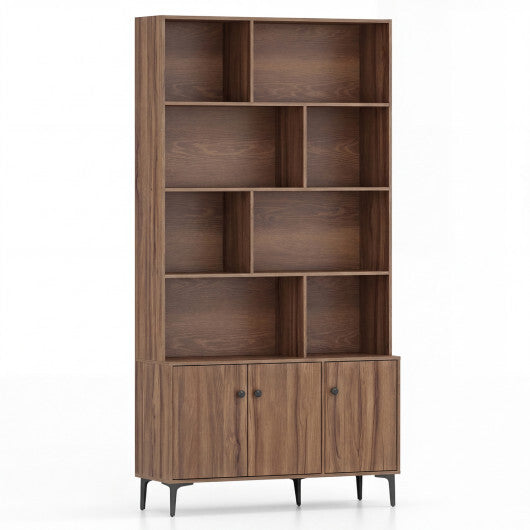 Bookshelf with 3 Doors and 2 Anti-Tipping Kits for Home Office-White LuxuryLifeWay Online Store