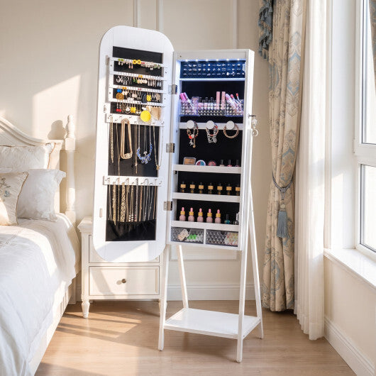 Jewelry Cabinet with Full-Length Mirror Large Storage Capacity-White LuxuryLifeWay Online Store