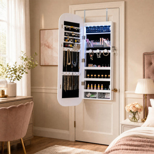Jewelry Cabinet with Full-Length Mirror Large Storage Capacity-White LuxuryLifeWay Online Store