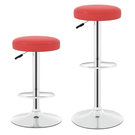 Set of 2 Height-adjustable Swivel Bar Stool with 360 Swivel bar stool-Red LuxuryLifeWay Online Store