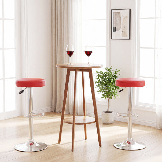 Set of 2 Height-adjustable Swivel Bar Stool with 360 Swivel bar stool-Red
