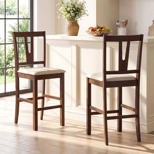 Counter Height Bar Stools with Contoured V-Back-Set of 2 LuxuryLifeWay Online Store