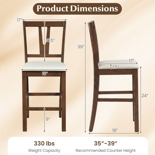 Counter Height Bar Stools with Contoured V-Back-Set of 2 LuxuryLifeWay Online Store