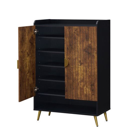 44" Tall Shoe Storage Cabinet with 7-Tier Doors and Adjustable Shelves for Entryway-Rustic Brown LuxuryLifeWay Online Store