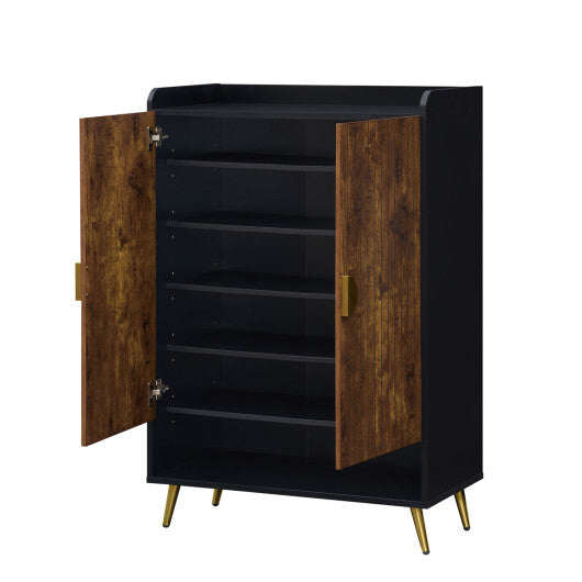 44" Tall Shoe Storage Cabinet with 7-Tier Doors and Adjustable Shelves for Entryway-Rustic Brown LuxuryLifeWay Online Store