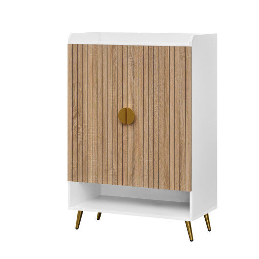 44" Tall Shoe Storage Cabinet with 7-Tier Doors and Adjustable Shelves for Entryway-Rustic Brown LuxuryLifeWay Online Store