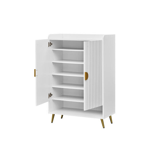 44" Tall Shoe Storage Cabinet with 7-Tier Doors and Adjustable Shelves for Entryway-Rustic Brown LuxuryLifeWay Online Store
