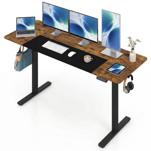 63 x 24 Inch Height Adjustable Sit Stand Computer Desk with 3 Memory Presets-Rustic Brown LuxuryLifeWay Online Store