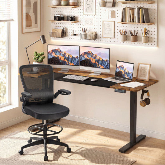 63 x 24 Inch Height Adjustable Sit Stand Computer Desk with 3 Memory Presets-Rustic Brown LuxuryLifeWay Online Store