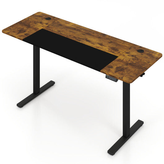 63 x 24 Inch Height Adjustable Sit Stand Computer Desk with 3 Memory Presets-Rustic Brown LuxuryLifeWay Online Store