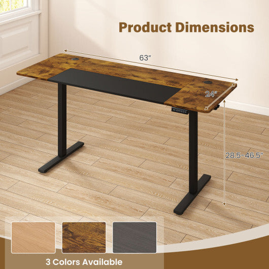 63 x 24 Inch Height Adjustable Sit Stand Computer Desk with 3 Memory Presets-Rustic Brown LuxuryLifeWay Online Store