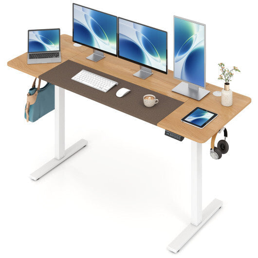 63 x 24 Inch Height Adjustable Sit Stand Computer Desk with 3 Memory Presets-Rustic Brown LuxuryLifeWay Online Store