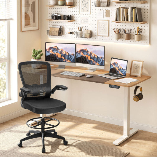 63 x 24 Inch Height Adjustable Sit Stand Computer Desk with 3 Memory Presets-Rustic Brown LuxuryLifeWay Online Store